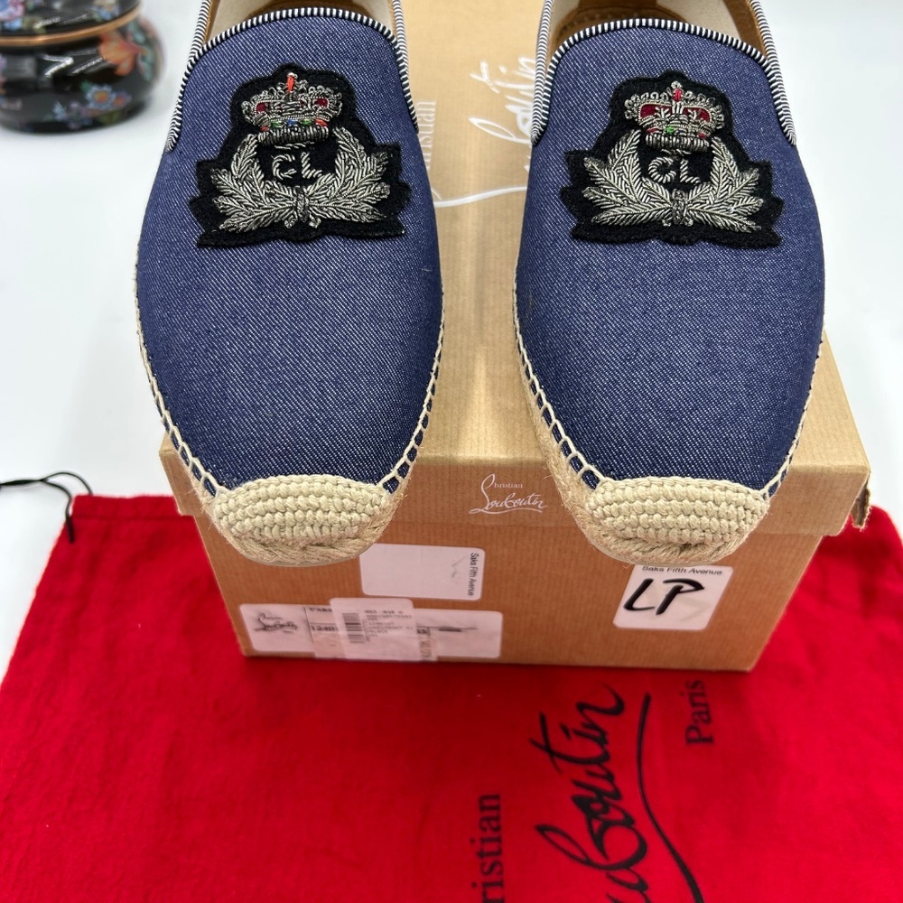 *****Men’s Christian Louboutin NANOU  espadrille blue denim size 42 Italy - Picture 8 of 10